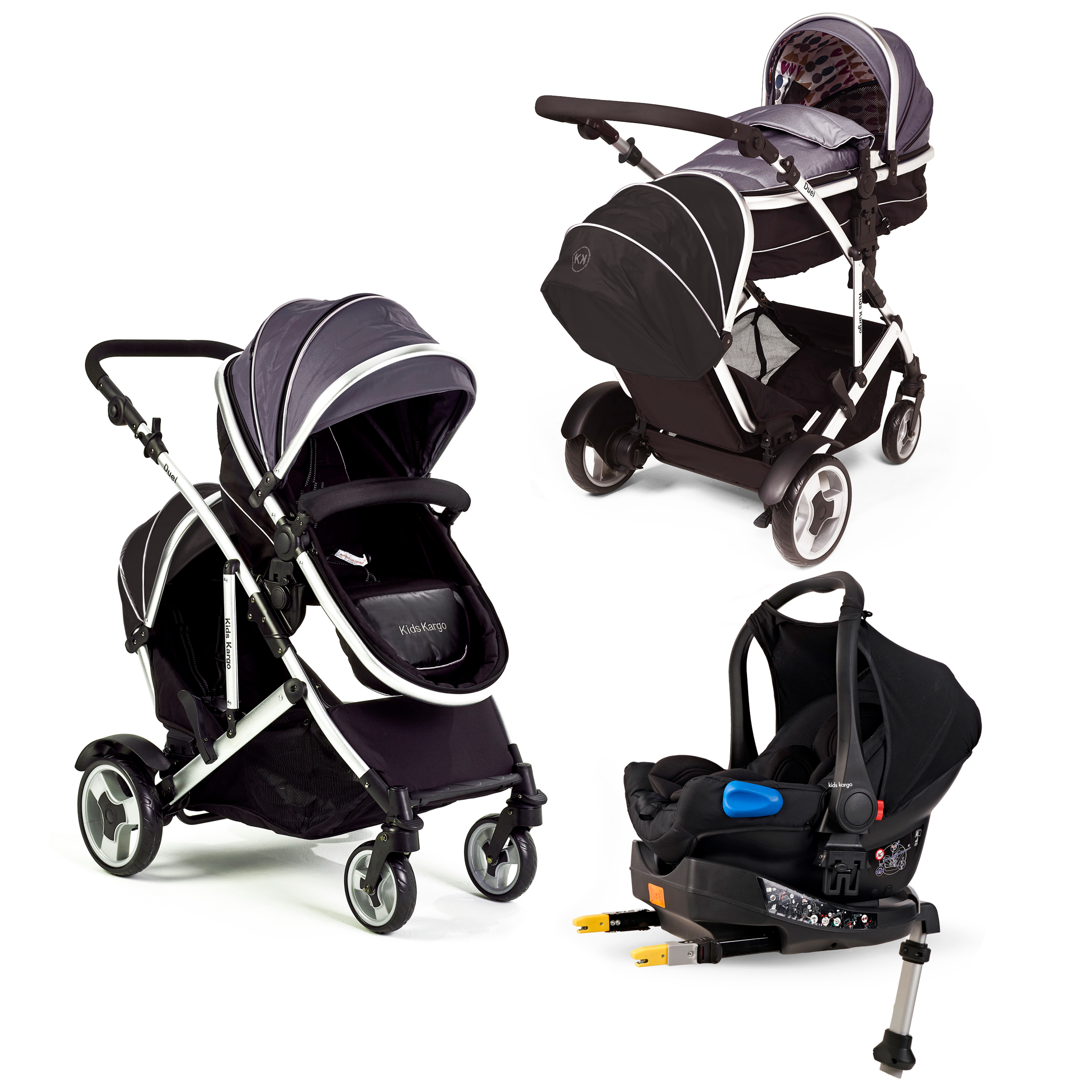 Kids Kargo Duellette BS CB Doppel Tandem Kinderwagen für Neugeborene Kleinkind 